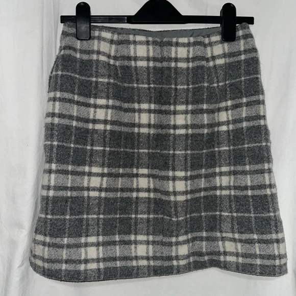gray & white plaid wool blend mini skirt size 2 - Picture 2 of 3